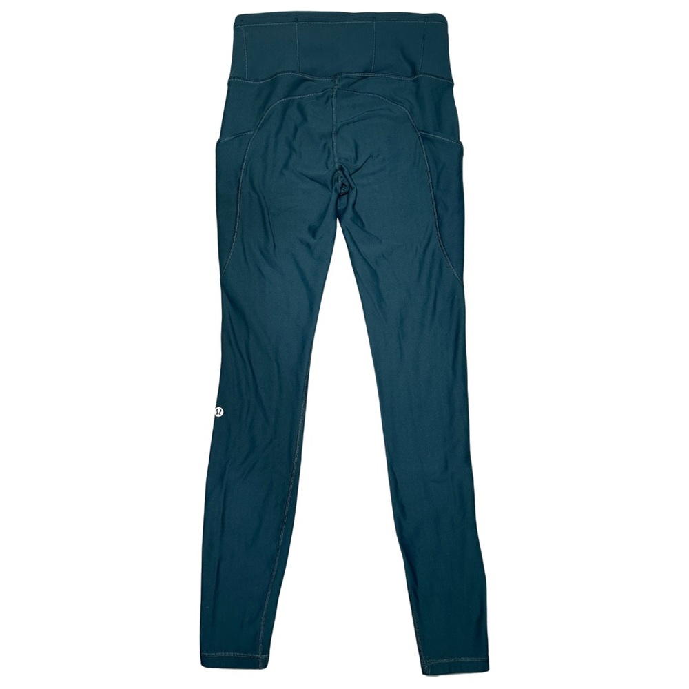 Lululemon Fast and Free Fleece Ligned Leggings Teal Blue Size 6 - Picture 4 of 16